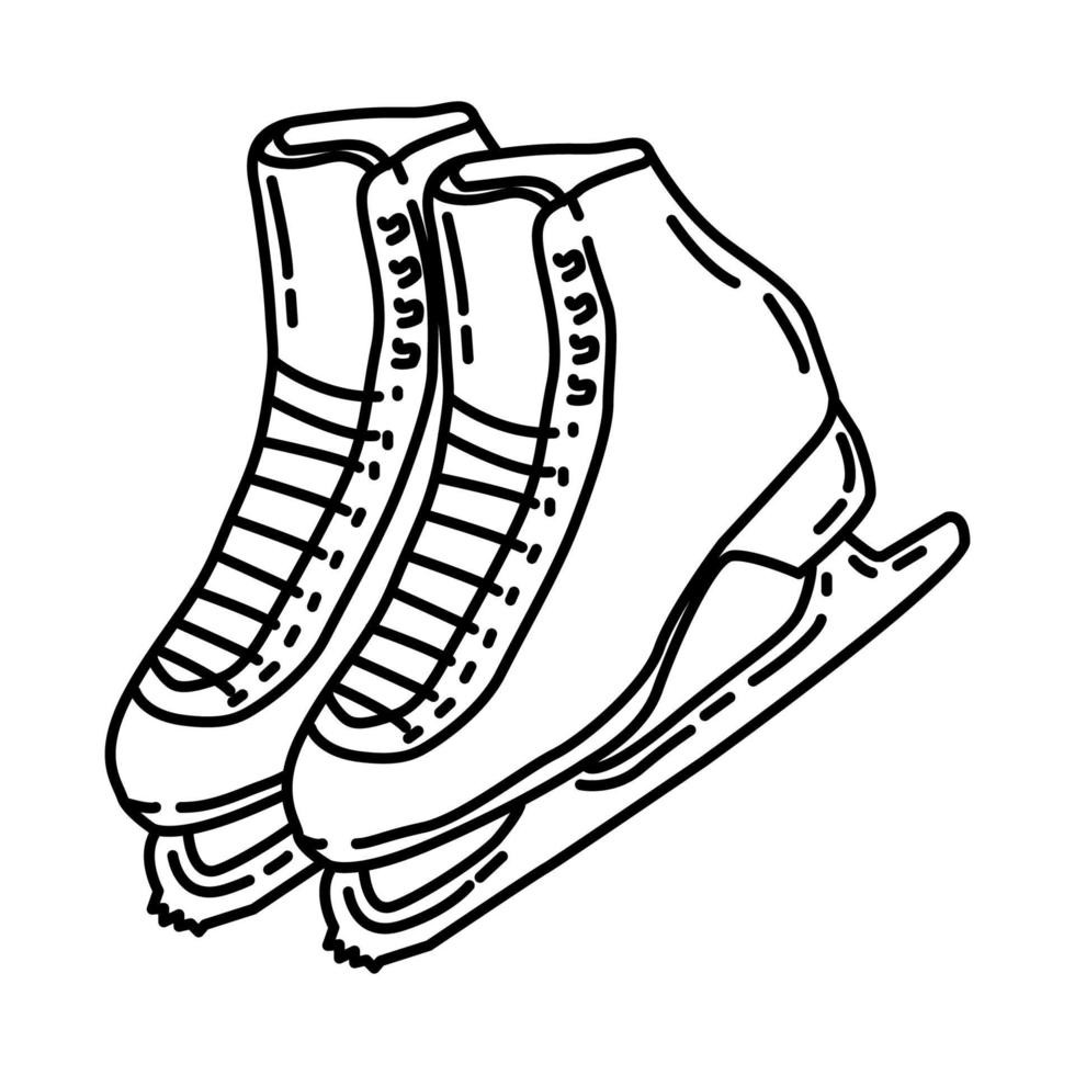 icona di scarpe da pattinaggio su ghiaccio per donna. doodle disegnato a mano o stile icona di contorno. vettore