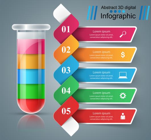 Provetta. Esperimenti. Infografica aziendale vettore