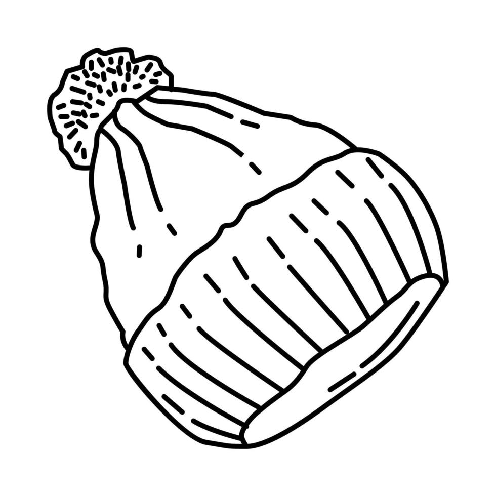icona del cappello invernale per bambini. doodle disegnato a mano o stile icona di contorno. vettore