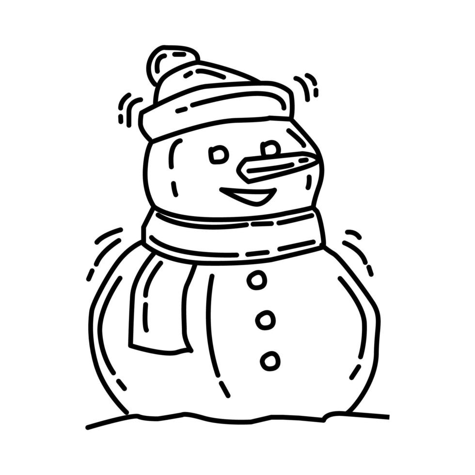 icona di pupazzo di neve invernale per bambini. doodle disegnato a mano o stile icona di contorno. vettore