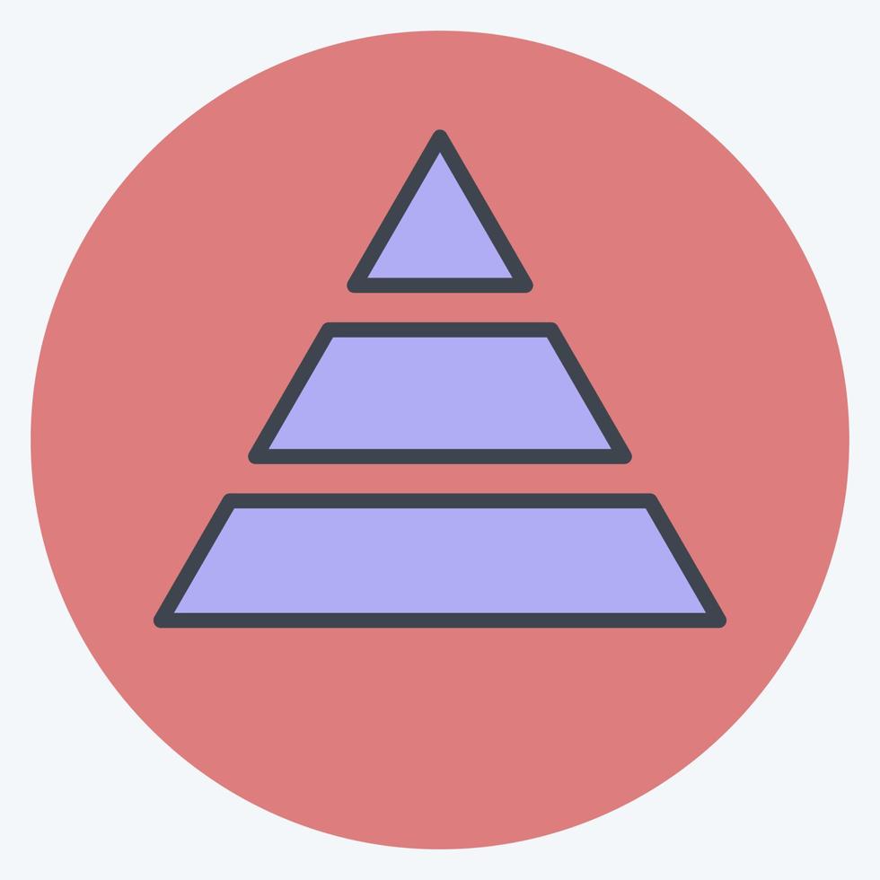 icona del grafico a piramide in stile compagno di colore alla moda isolato su sfondo blu tenue vettore