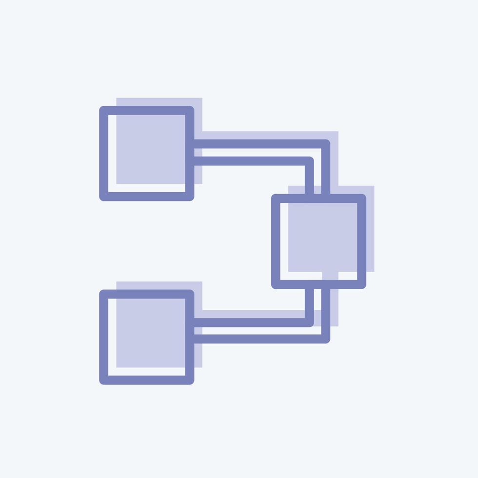 icona del diagramma di flusso in stile bicolore alla moda isolato su sfondo blu tenue vettore