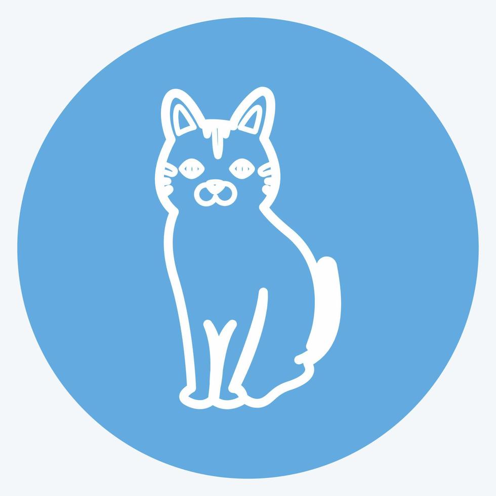 icona di gatto domestico in stile alla moda occhi azzurri isolato su sfondo blu tenue vettore