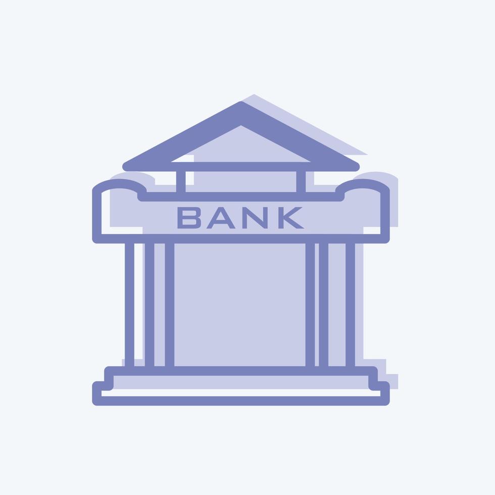 icona della banca in stile bicolore alla moda isolato su sfondo blu tenue vettore