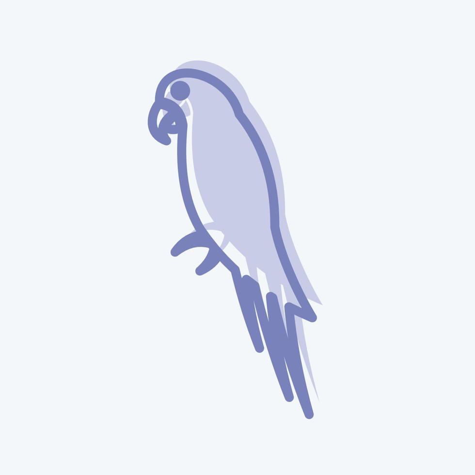 icona di pappagallo domestico in stile bicolore alla moda isolato su sfondo blu tenue vettore