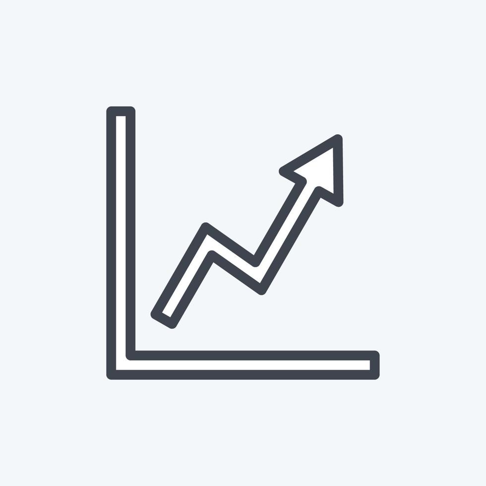 icona del grafico a linea crescente in stile linea alla moda isolato su sfondo blu tenue vettore