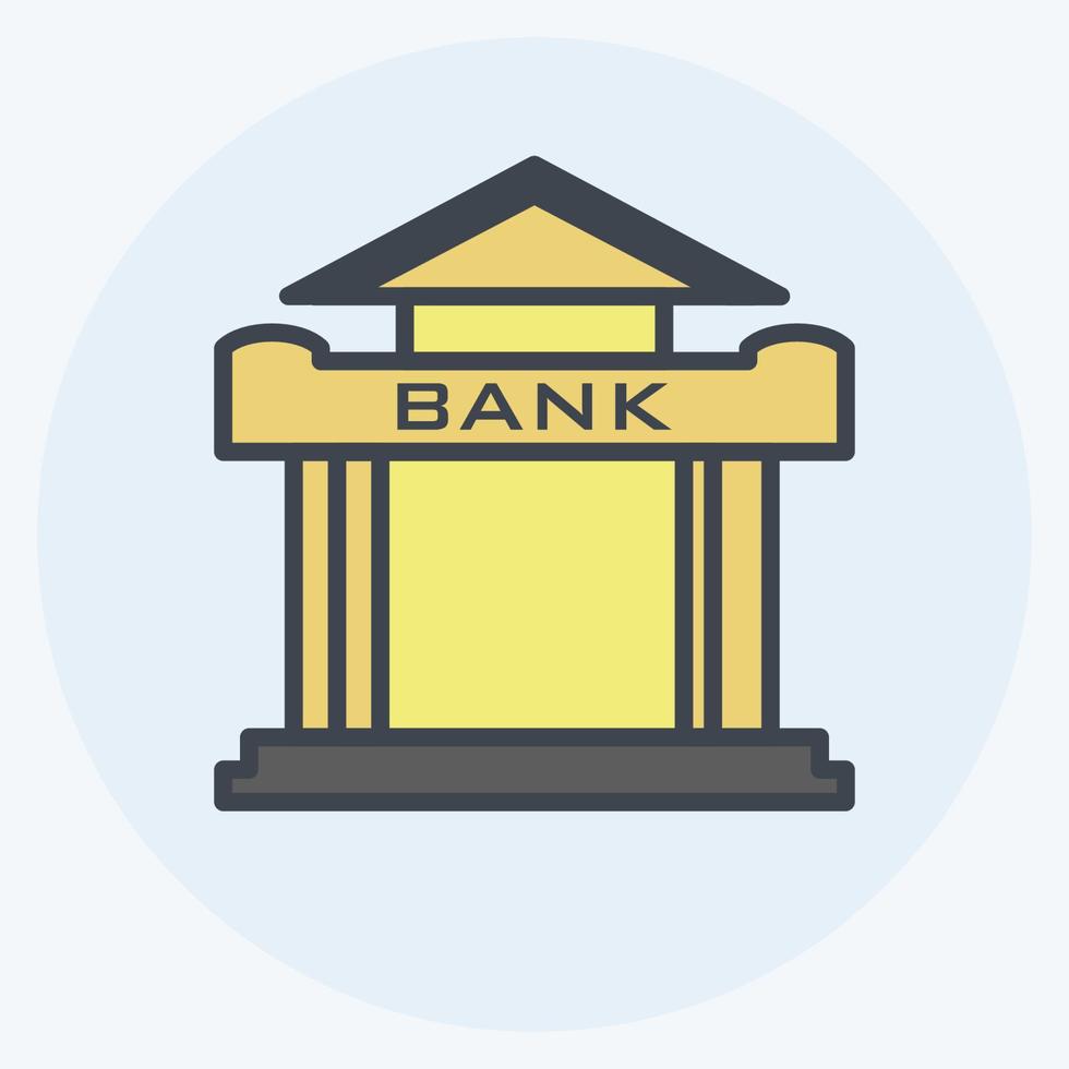icona della banca in stile compagno di colore alla moda isolato su sfondo blu tenue vettore