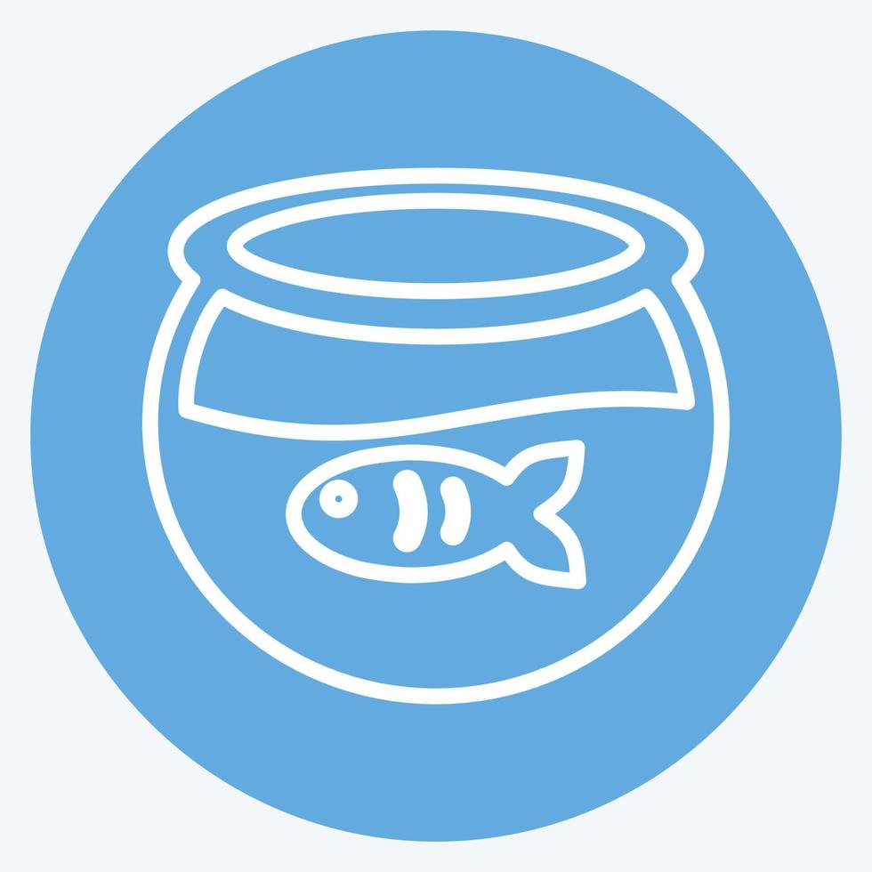 icona di pesce in acquario in stile alla moda occhi azzurri isolato su sfondo blu tenue vettore