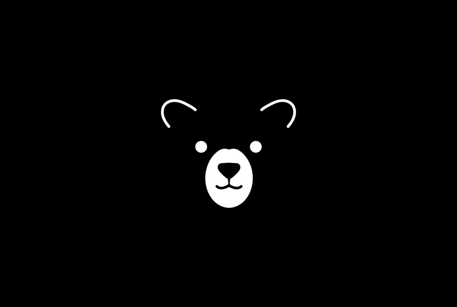 vettore di design del logo della siluetta del viso della testa dell'orso minimalista semplice