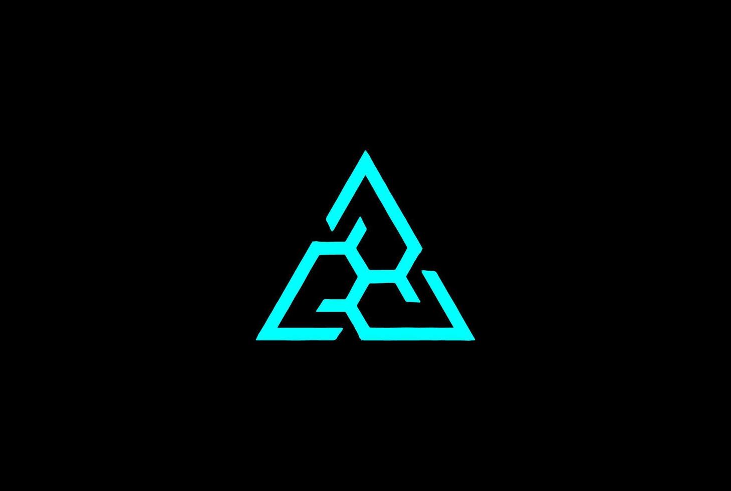 vettore di design del logo della linea della catena del mozzo del triangolo futuristico