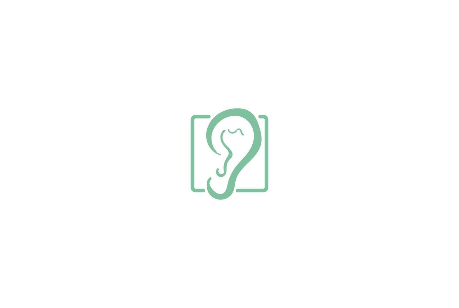 semplice orecchio umano minimalista per il vettore di progettazione del logo di cura clinica
