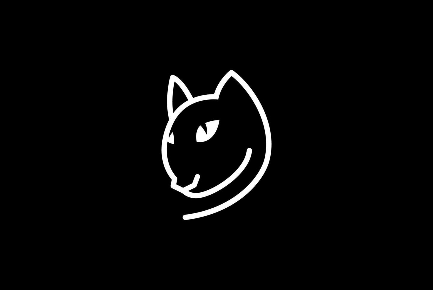 semplice design minimalista del logo del profilo della linea della testa del gatto vettore