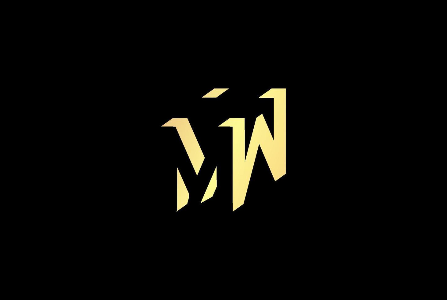 lettera iniziale dorata di lusso elegante mw wm logo design vector