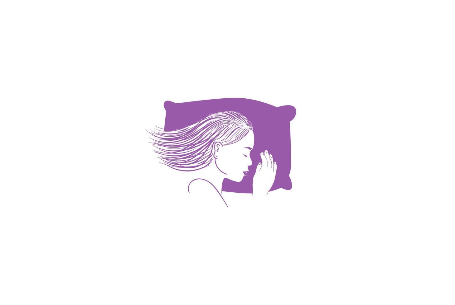 bella bellezza donne ragazza sonno femminile per relax spa logo design vector