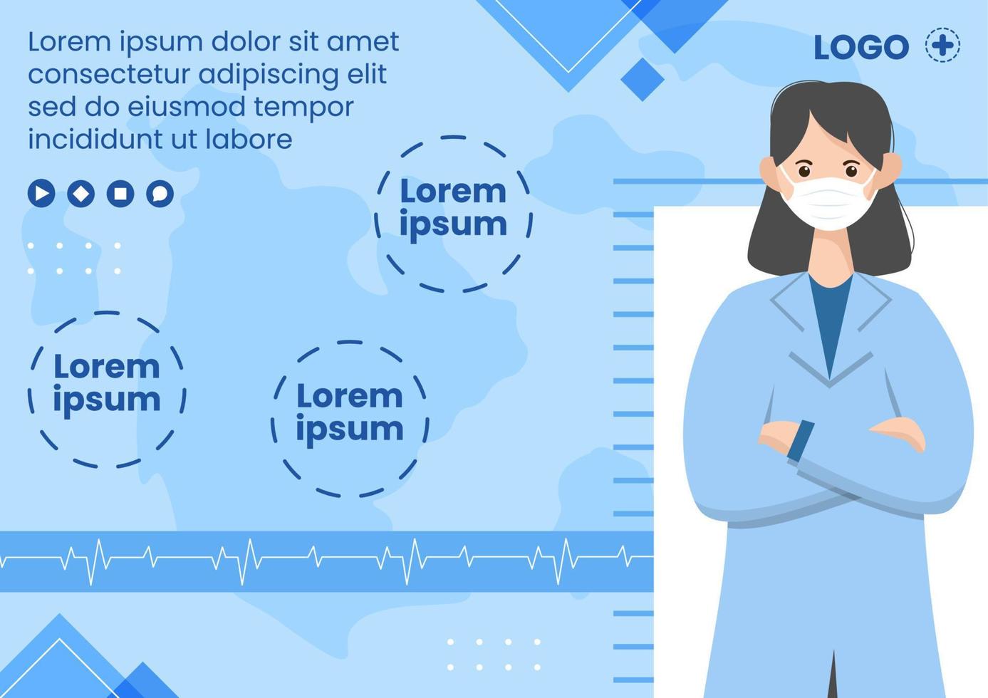 illustrazione sanitaria piatta del modello dell'opuscolo della giornata mondiale della salute modificabile di sfondo quadrato adatto per i social media o la campagna vettore