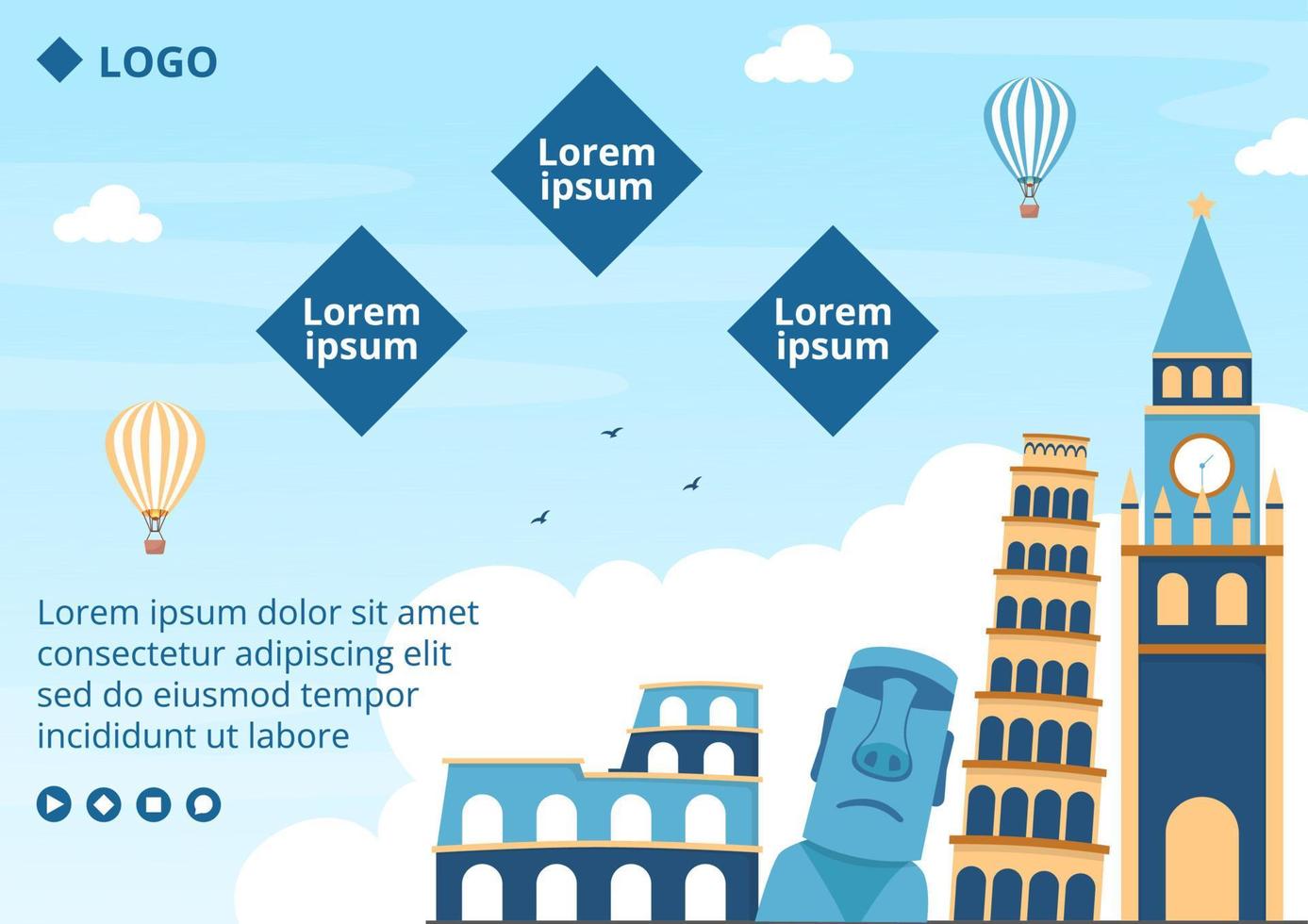 illustrazione di design piatto modello di brochure della giornata del patrimonio mondiale modificabile di sfondo quadrato adatto per social media, biglietto di auguri e annunci web vettore