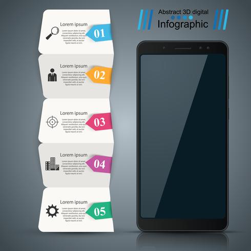 Gadget digitali, smartphone. Infografica di affari vettore
