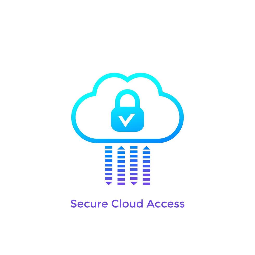 accesso sicuro al cloud, icona vettore di hosting sicuro e protetto