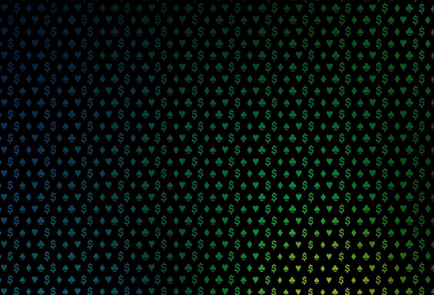 sfondo vettoriale blu scuro, verde con segni di carte.