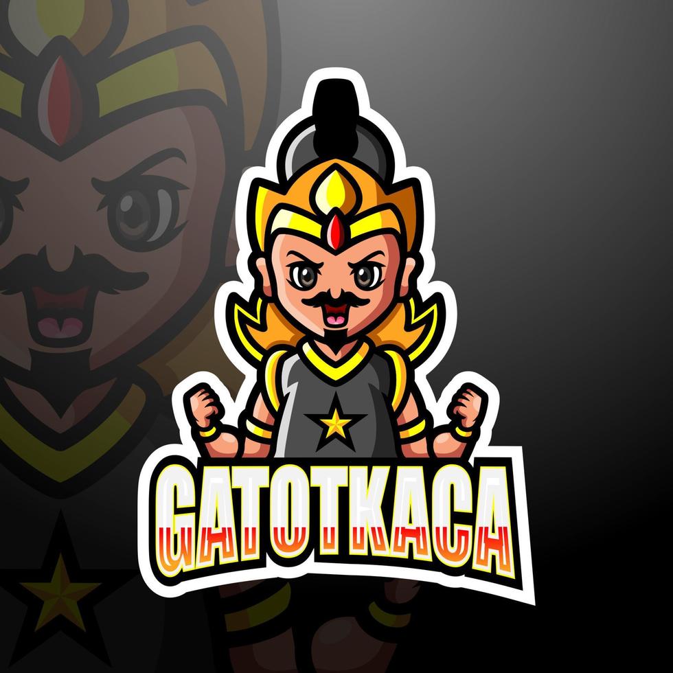 gatotkaca mascotte esport logo design vettore