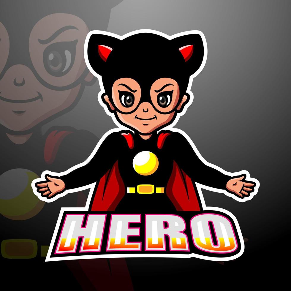 design del logo esport della mascotte del supereroe vettore