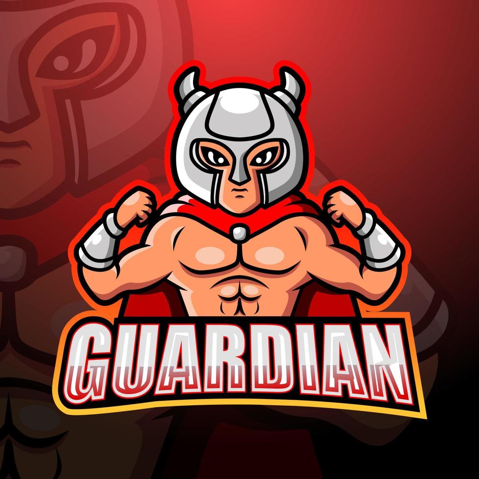 design del logo esport della mascotte del guardiano vettore