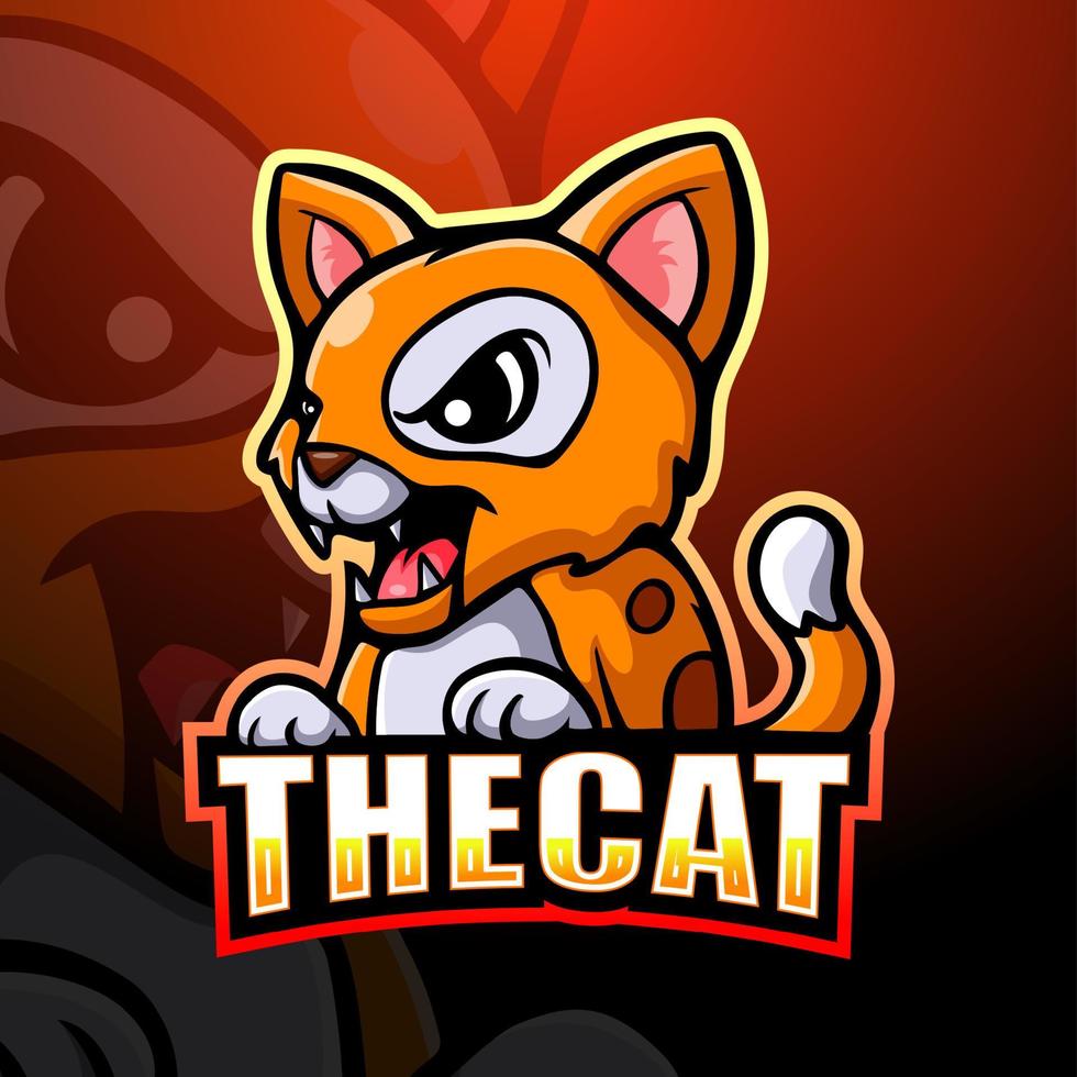 design del logo esport della mascotte del gatto vettore