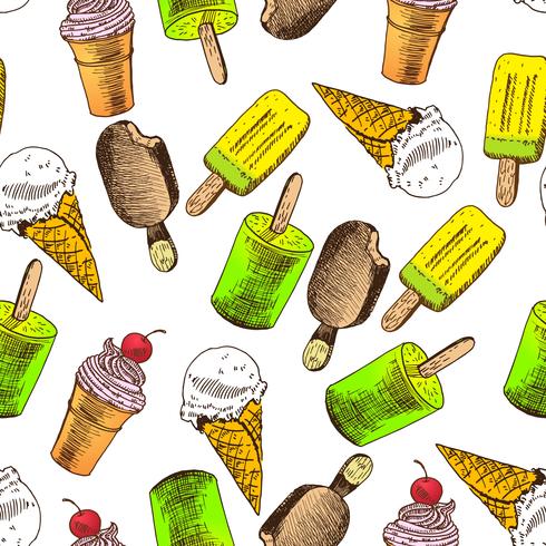 Doodle sfondo senza giunte di gelato vettore