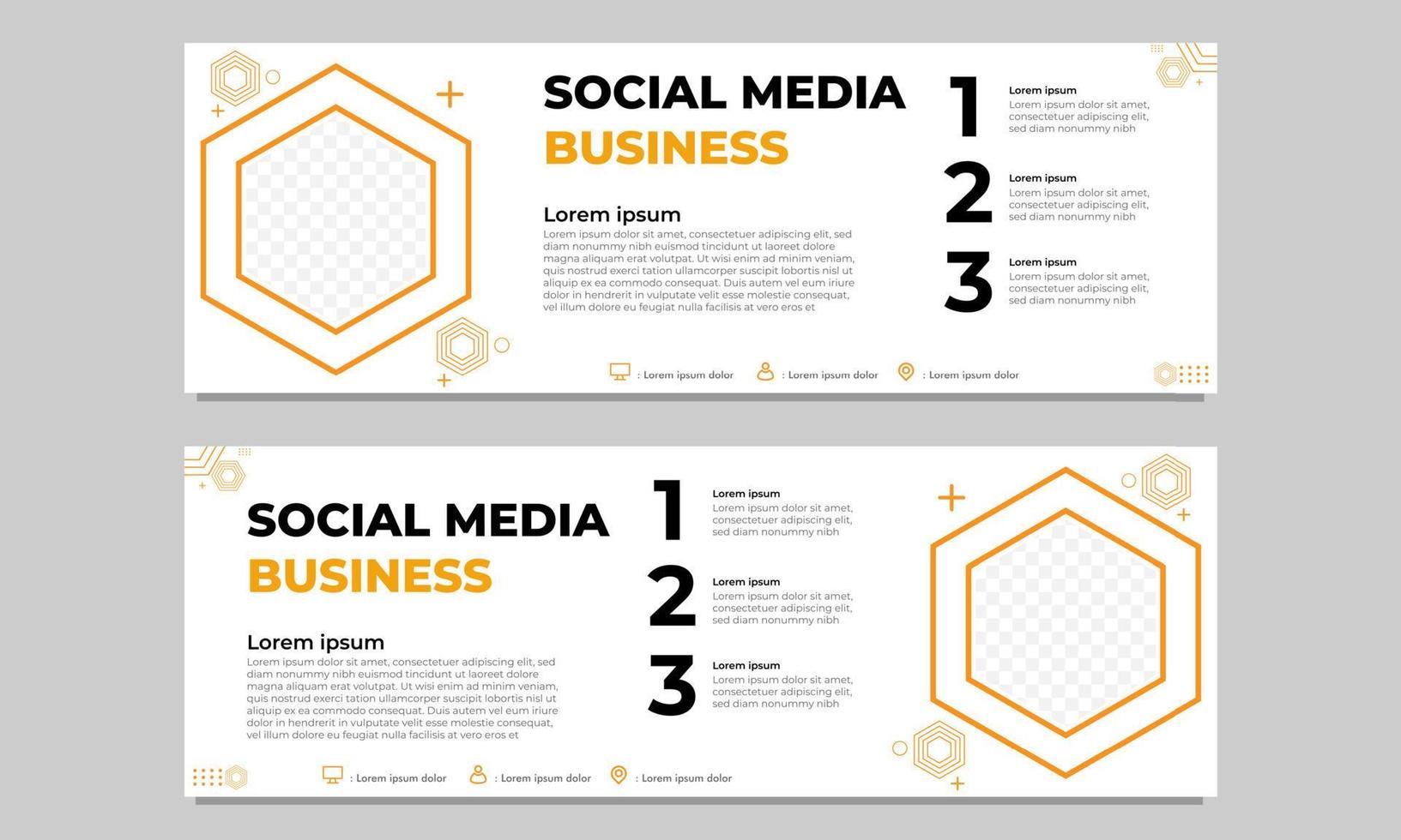 modello di banner orizzontale giallo business social media vettore