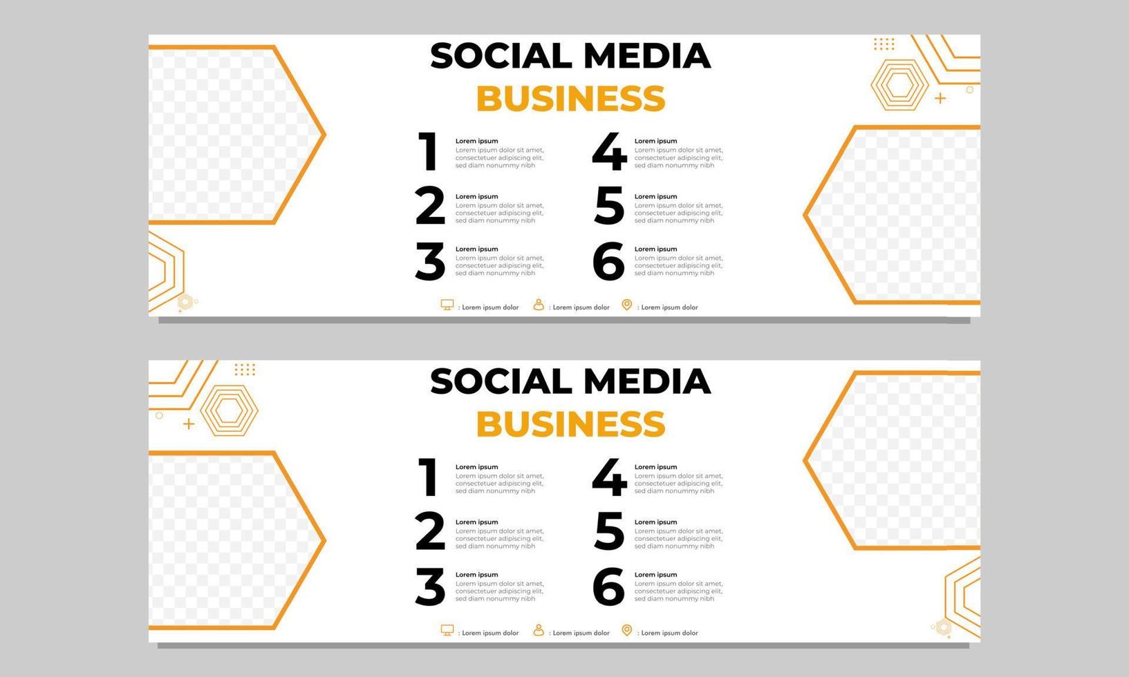 modello di banner orizzontale giallo business social media vettore