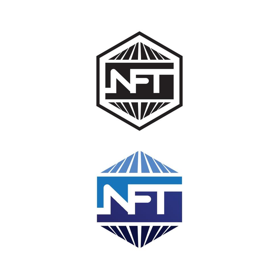 set di icone della linea di tecnologia della lettera e del carattere nft icona crittografica o illustrazione vettoriale del simbolo aziendale del logo