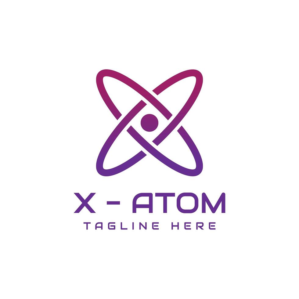 design del logo della lettera x atomo vettore