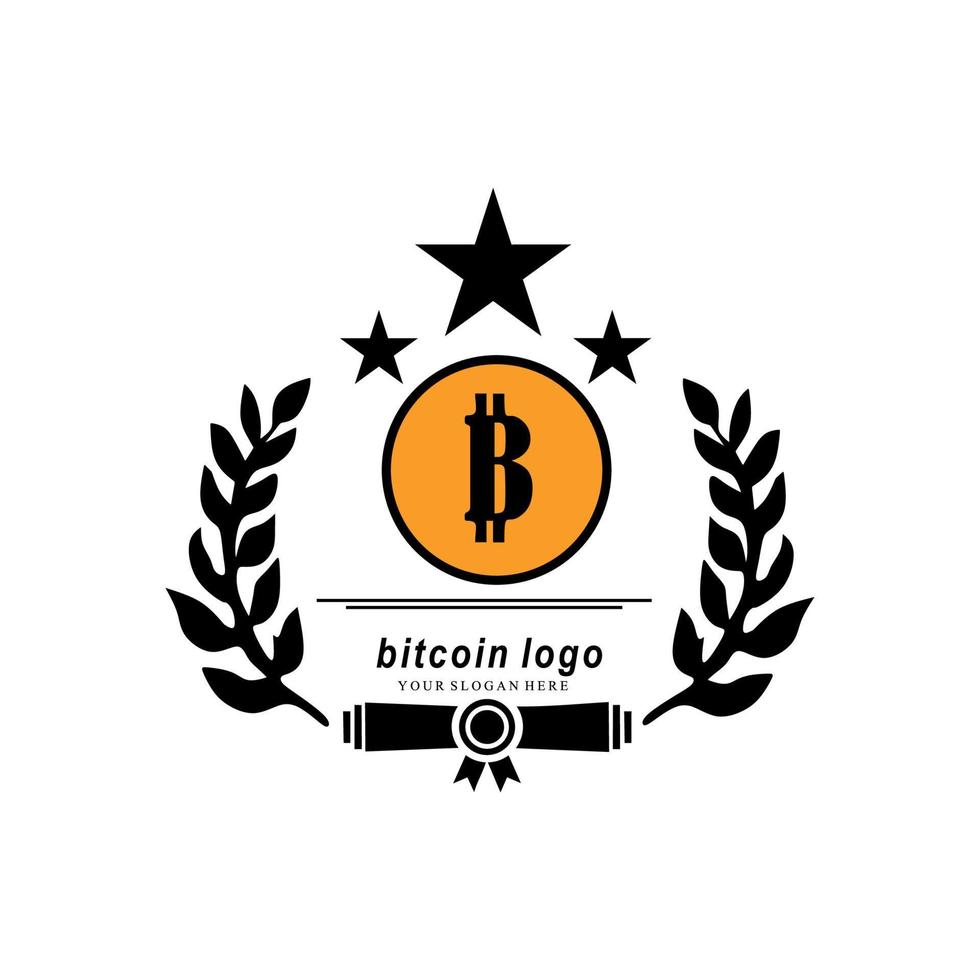 illustrazione vettoriale di bitcoin, criptovaluta, blockchain. si adatta agli adesivi blockchain bitcoin per il web o la stampa. logo bitcoin.