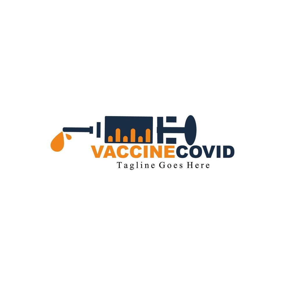 logo della siringa dal design semplice per il vaccino per la prevenzione del virus corona vettore