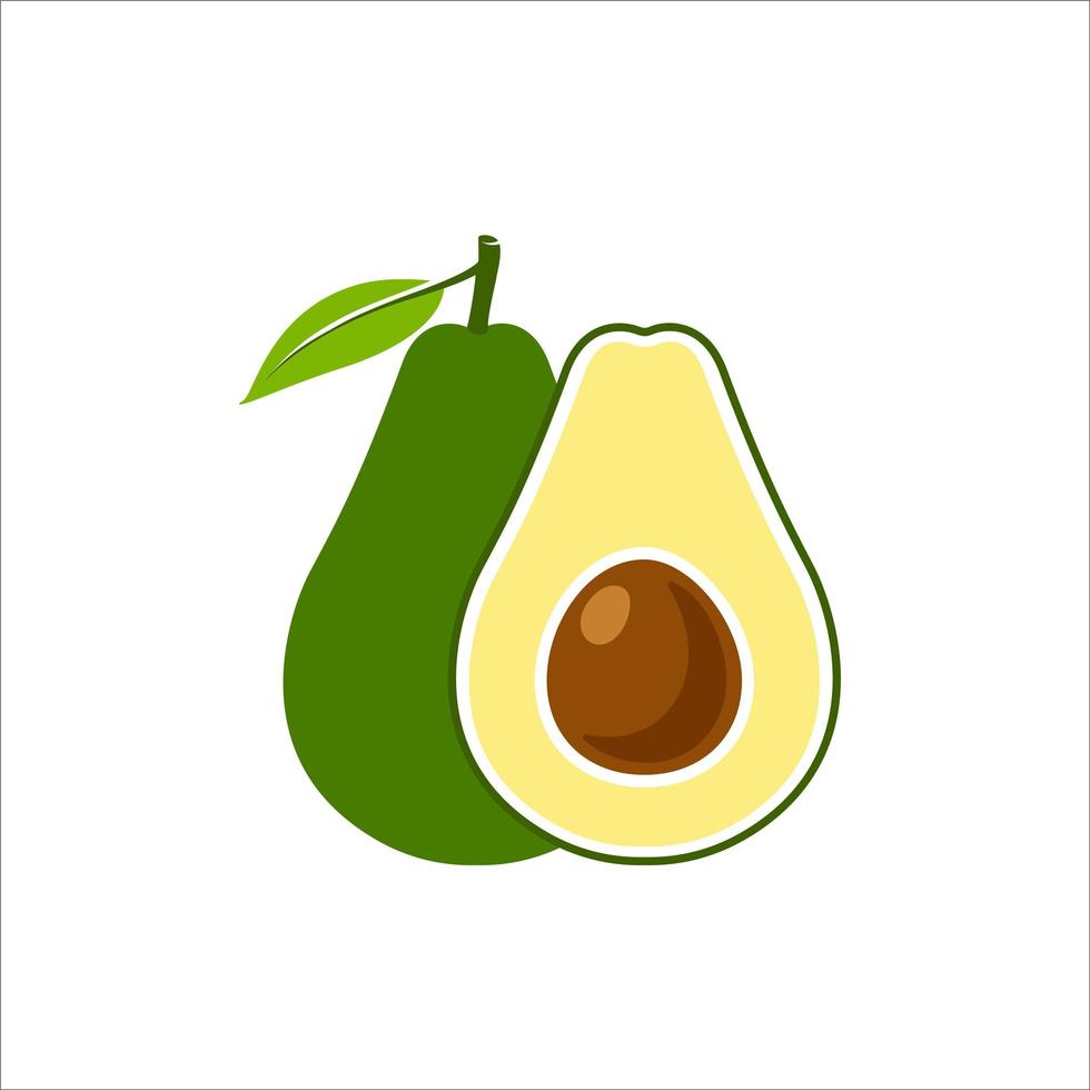 frutto di avocado intero e mezzo. logotipo. vettore avocado cibo icona. illustrazione di avocado in stile piatto. illustrazione vettoriale.