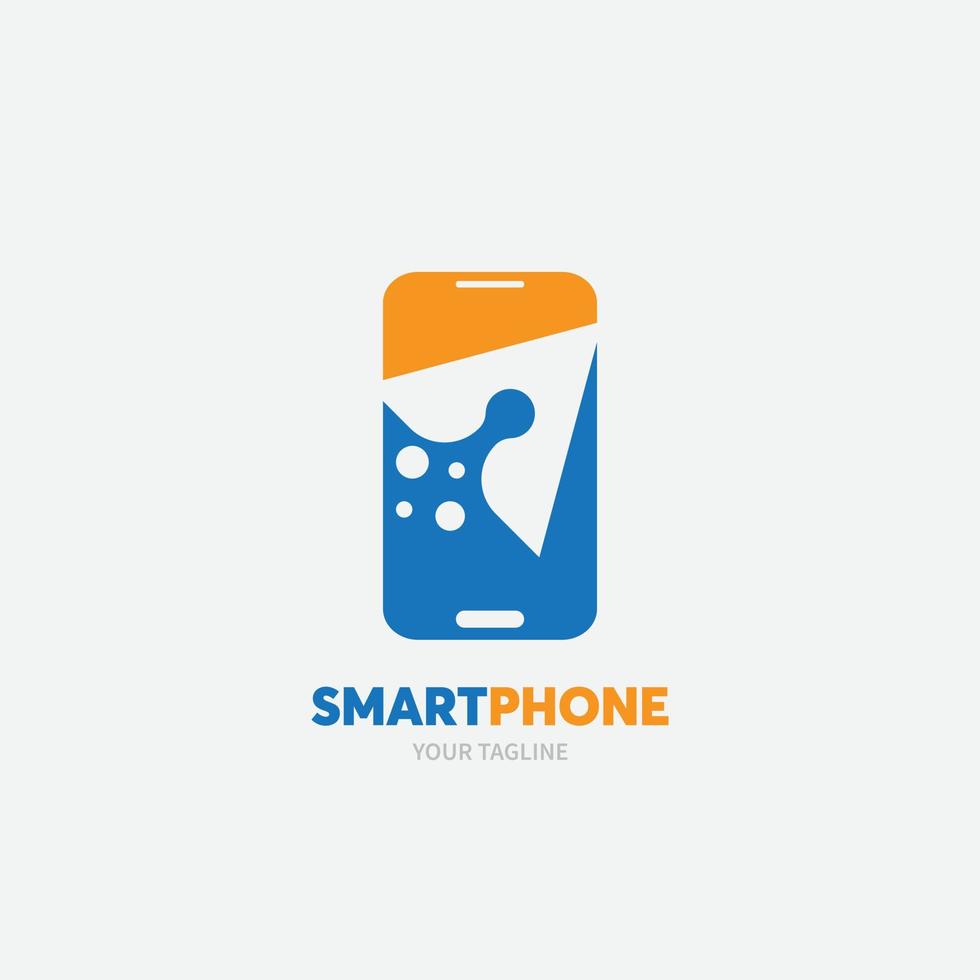 modello di logo della tecnologia digitale. disegno vettoriale di telefoni cellulari e tablet. illustrazione di gadget intelligenti
