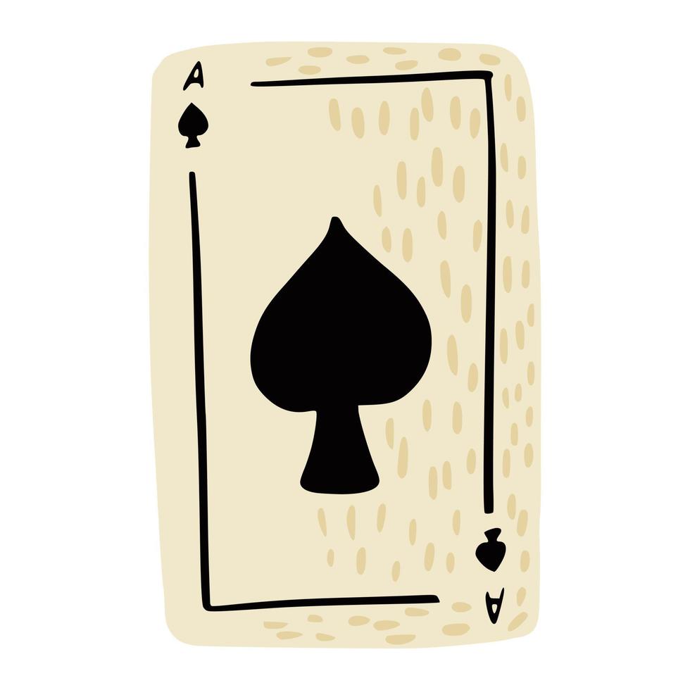 carte da gioco picche isolati su sfondo bianco. carta di design astratto vintage di colore nero. vettore