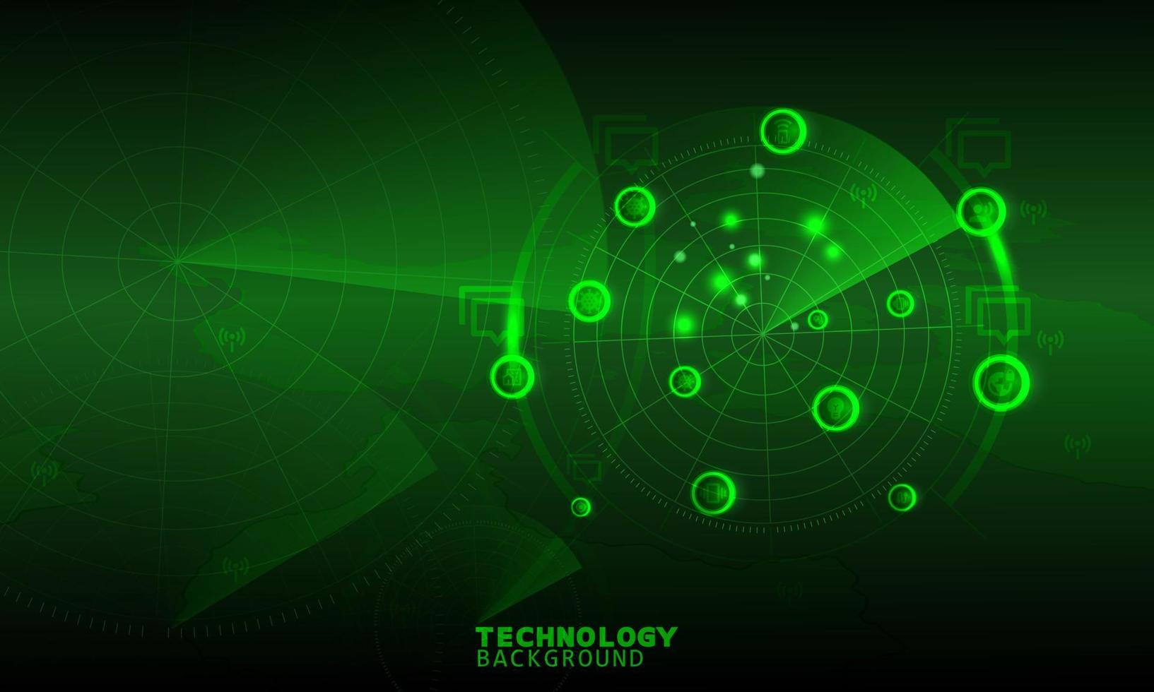 concetto di tecnologia di scansione radar. background tecnologico. effetto neon. concetto di circuito stampato. tecnologia digitale hi-tech. vettore