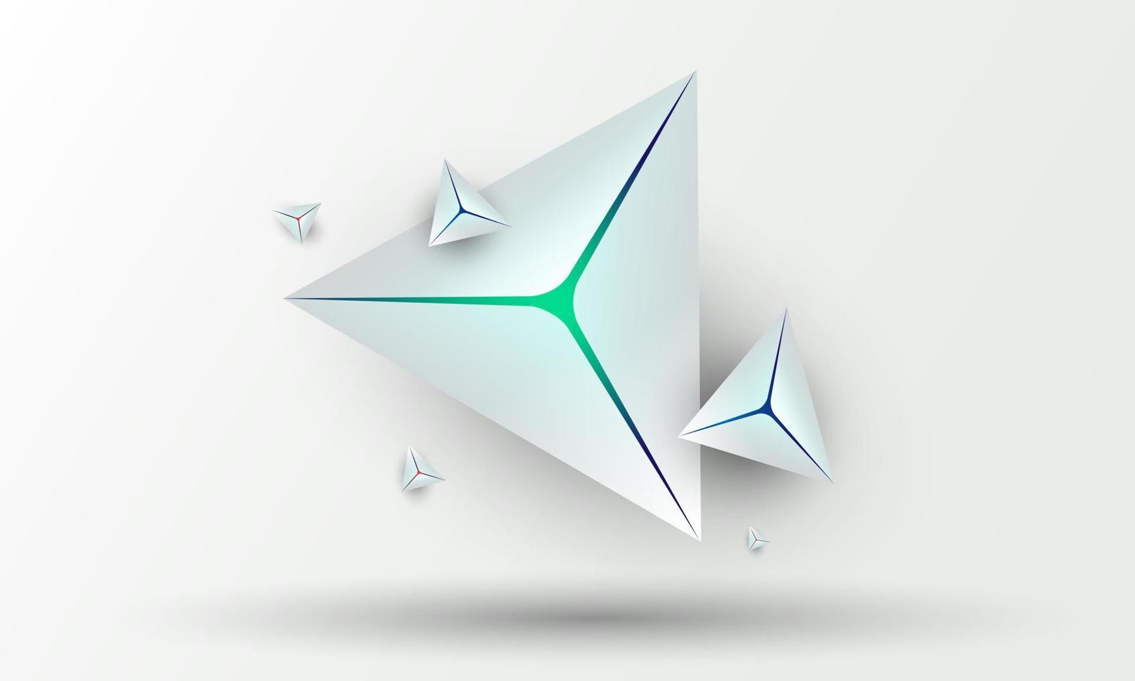 il triangolo bianco 3d astratto modella lo sfondo. illustrazione disegno vettoriale concetto di tecnologia digitale.