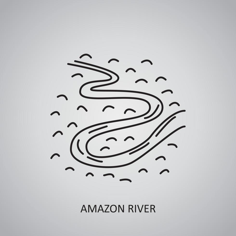 icona del fiume amazzonico su sfondo grigio. brasile, manaus. icona della linea vettore