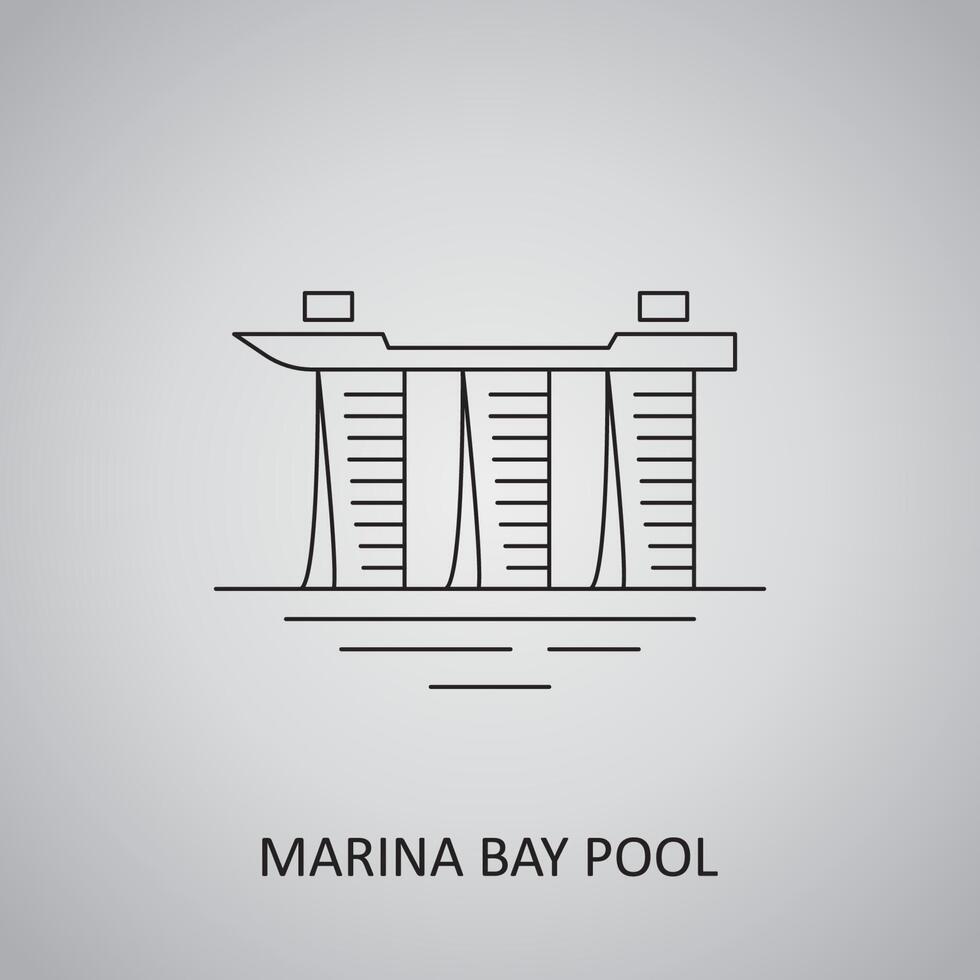 piscina della baia di marina a singapore, icona della baia di marina vettore