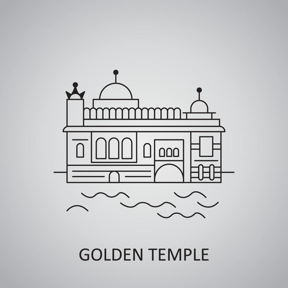 tempio d'oro nell'icona di amritsar. famoso monumento dell'India vettore