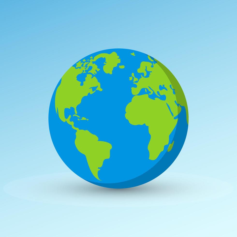 icona del pianeta terra. illustrazione realistica della terra del globo terrestre con la mappa del mondo vettore