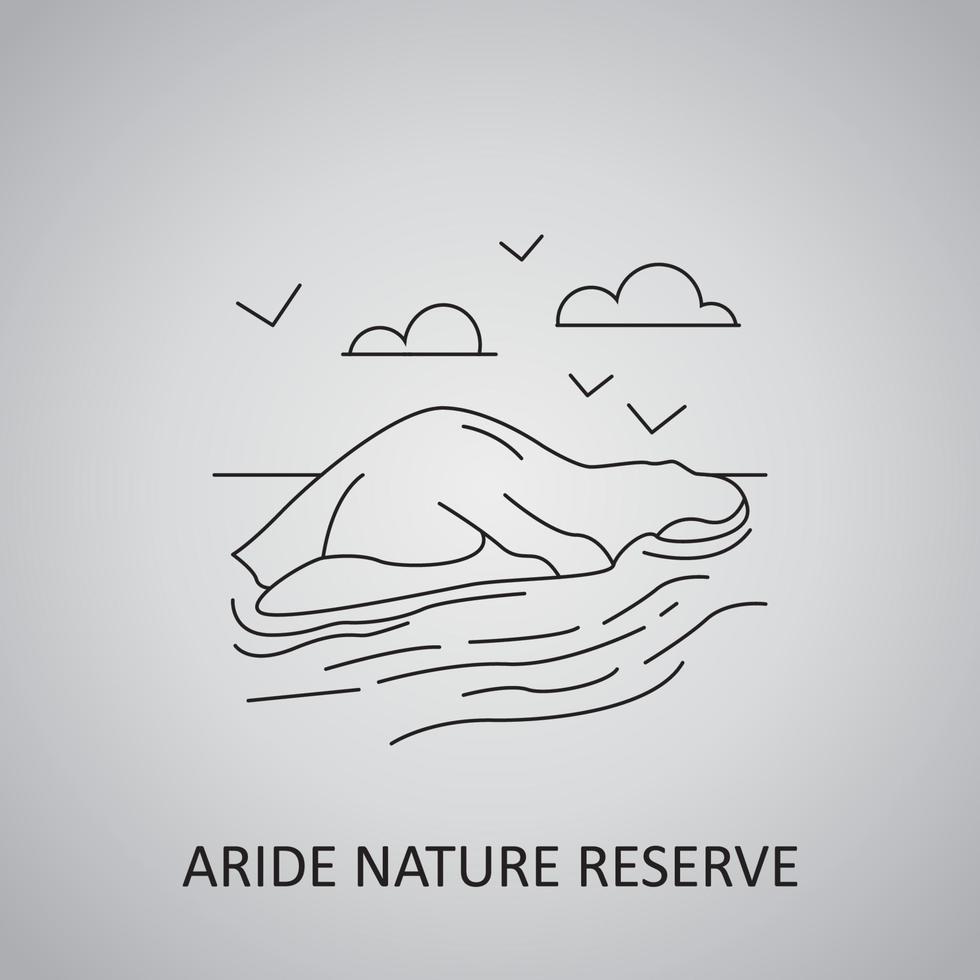 icona della riserva naturale di aride. l'isola degli uccelli aride, seychelles vettore