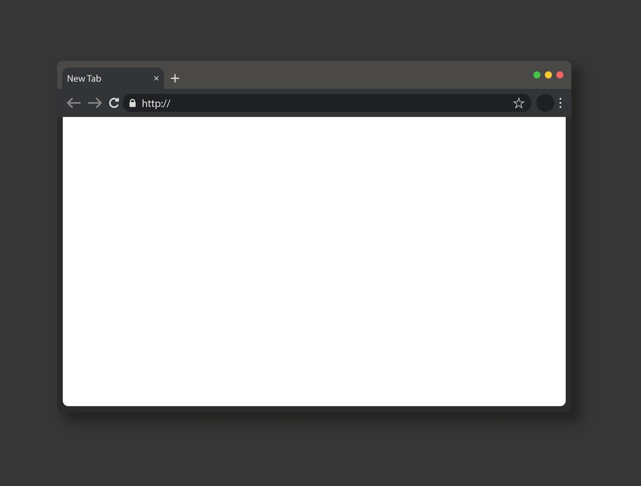 modello realistico di pagina del browser vuota. finestra internet bianca e barra degli strumenti grigia. vettore