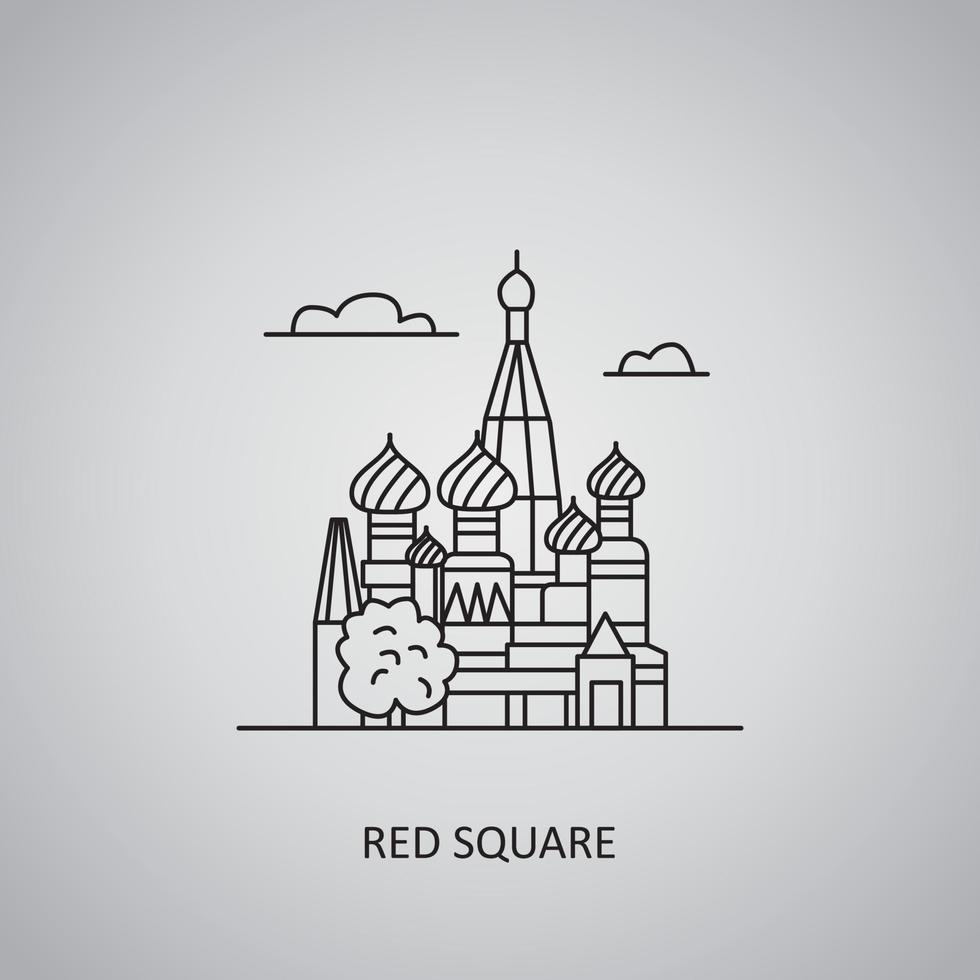 icona quadrata rossa su sfondo grigio. russia, mosca. icona della linea vettore