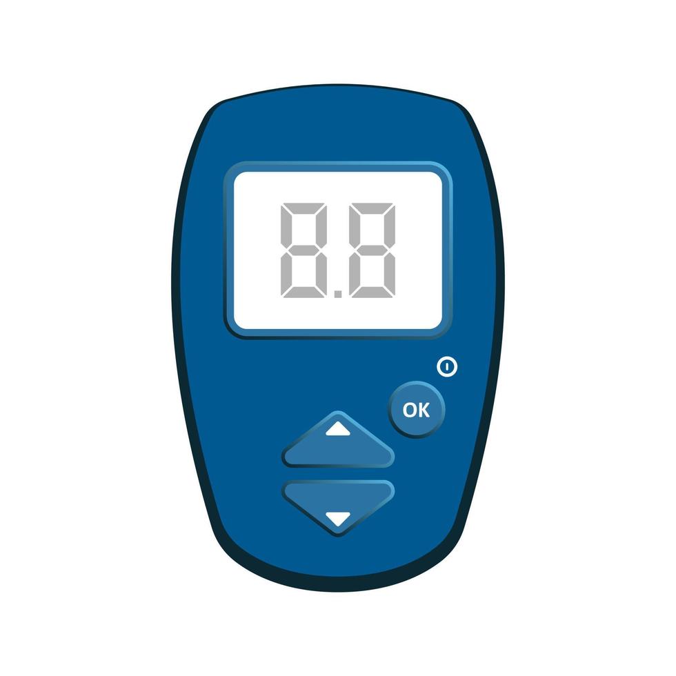 icona del glucometro. modello di misuratore di glucosio nel sangue vuoto. quadrante vuoto. controllare il livello di zucchero nel sangue a casa. vettore