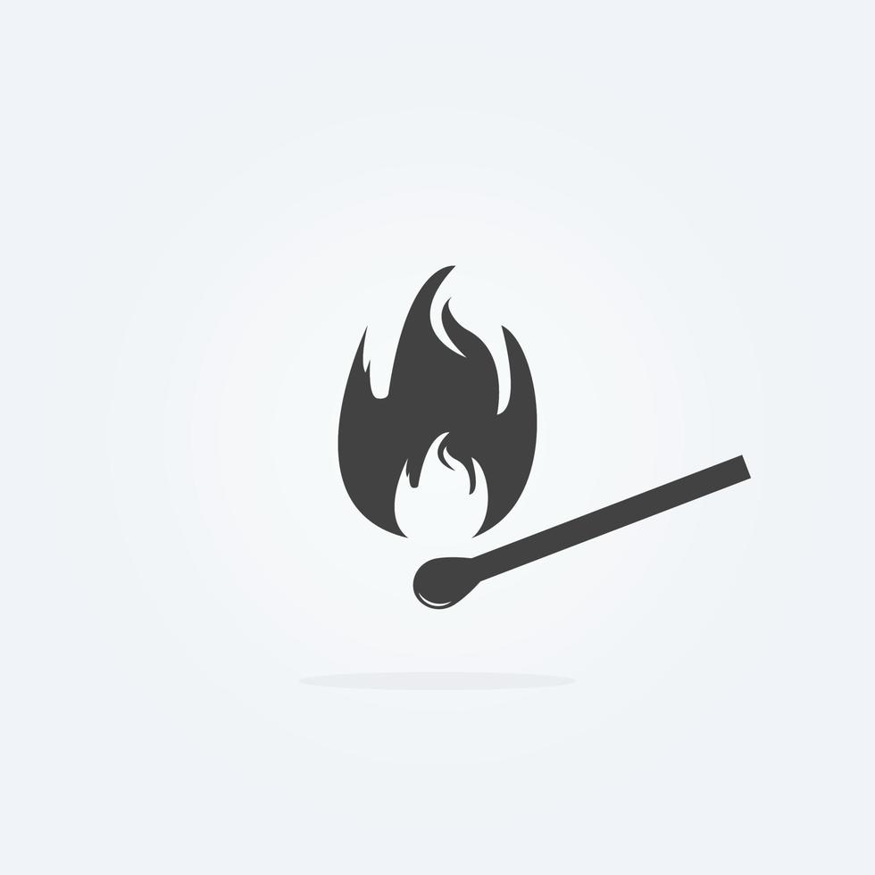 icona della partita di sicurezza. fuoco, luce, fiamme. icona del fiammifero acceso su sfondo grigio. vettore
