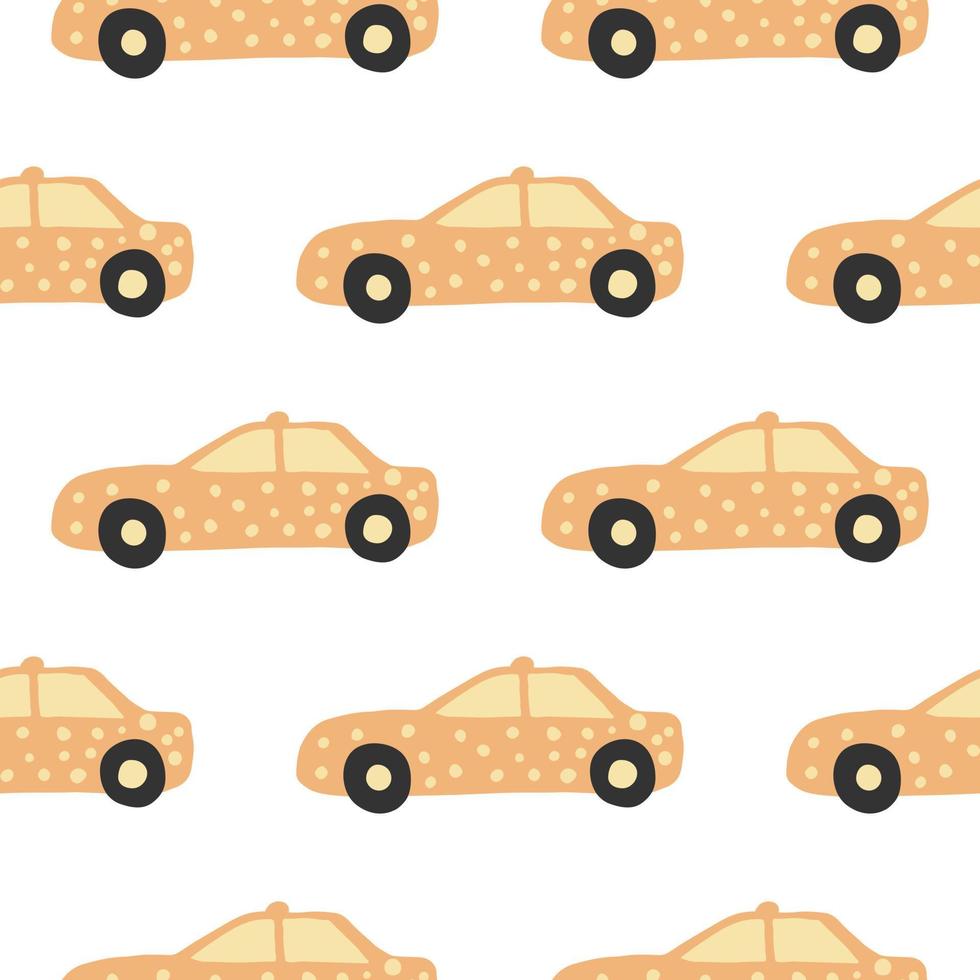 modello senza cuciture di taxi. doodle illustrazione vettoriale di automobili.