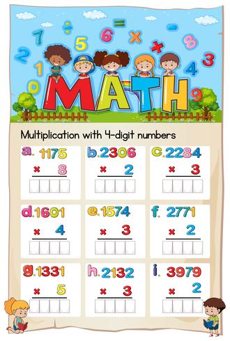 Numero di moltiplicazione del foglio di lavoro matematico Capitolo vettore